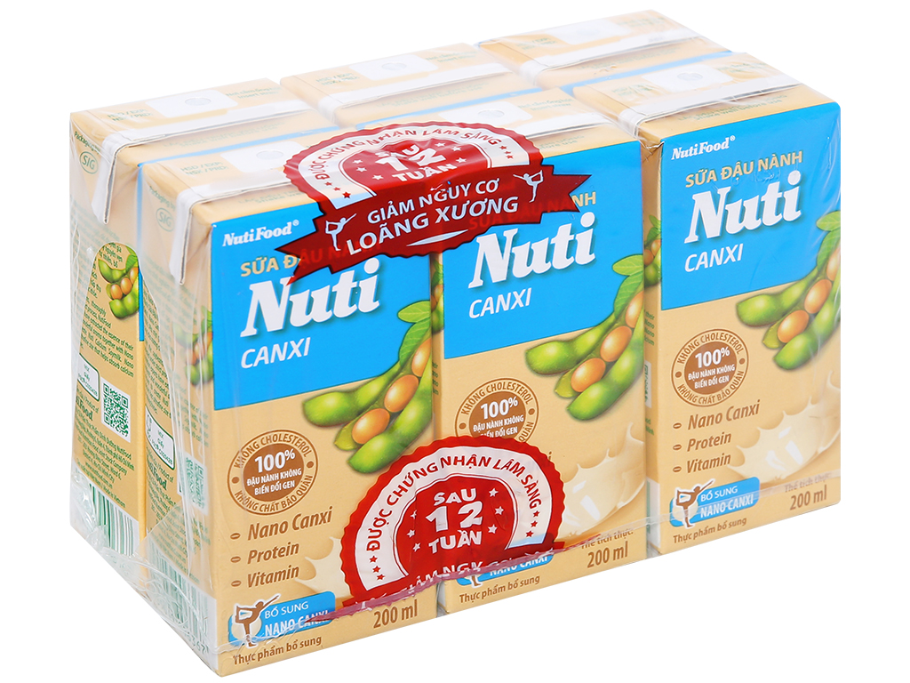 Combo 6 hộp sữa đậu nành Nuti Canxi 200ml TK