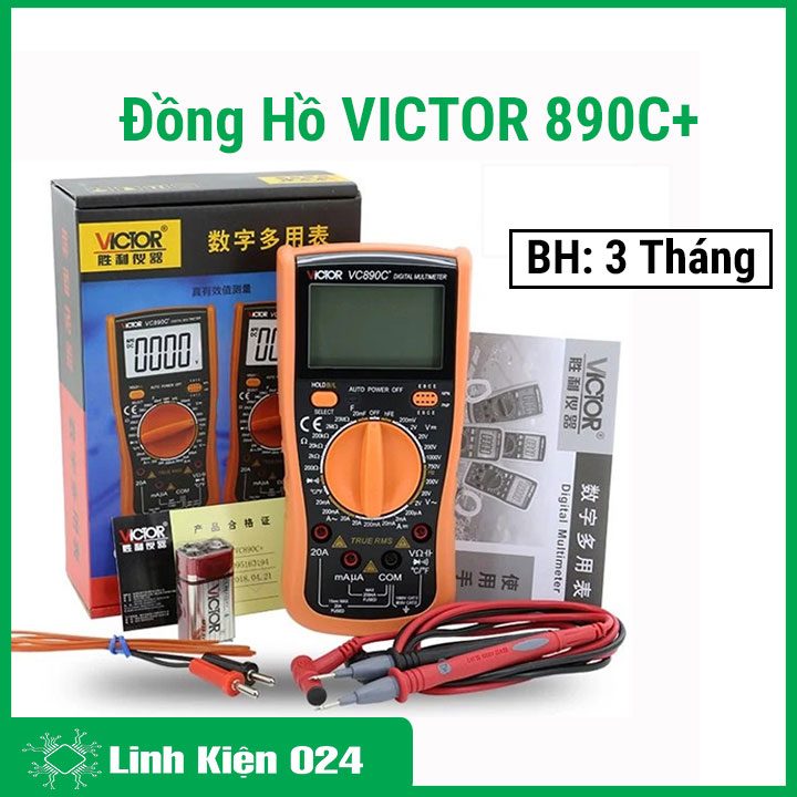 Đồng hồ kỹ thuật số VICTOR VC890C+ đo điện vạn năng tặng kèm 1 pin 9V