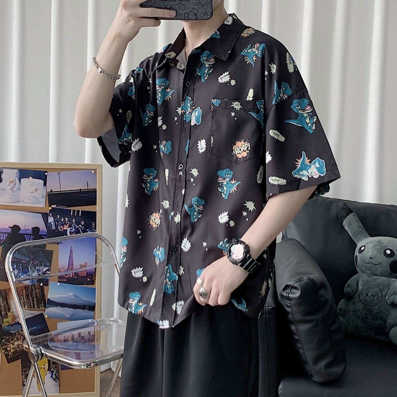 ÁO sơ mi ngắn tay vải voan lụa lịch lãm