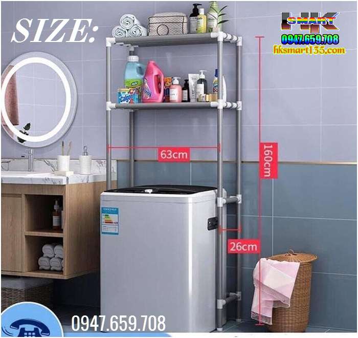 Kệ 2 tầng sau máy giặt