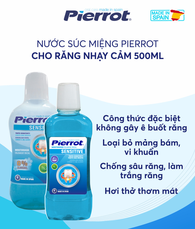 [ Mua 2 tặng 1 ] Nước súc miệng cho răng nhạy cảm Pierrot 500ML