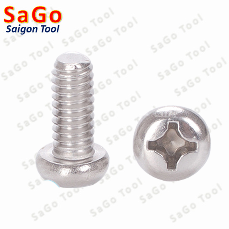 Vít pake đầu tròn inox 304 size M3 M4 M5 10 Con