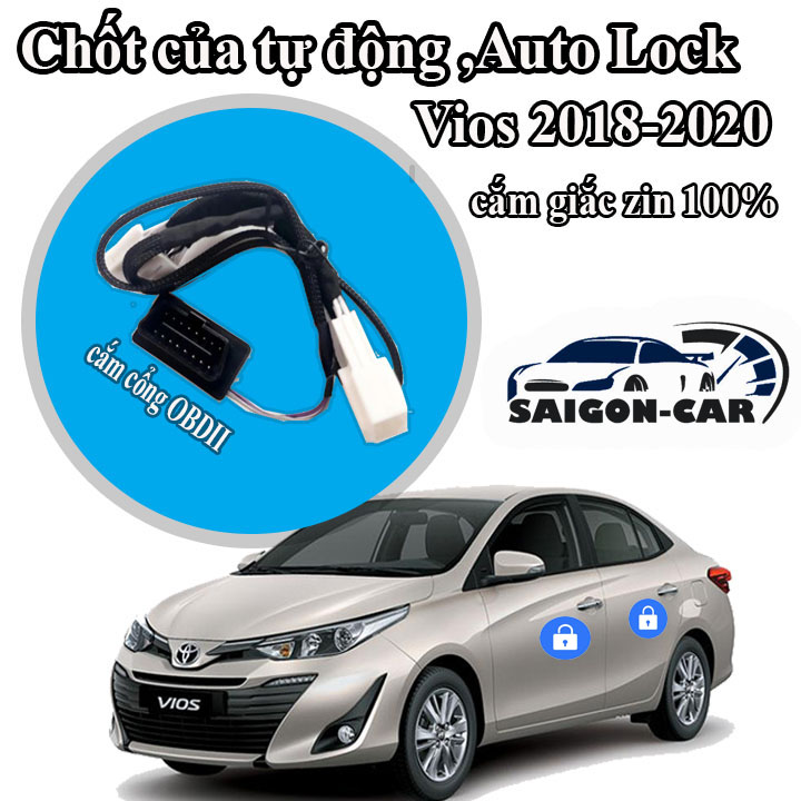 HCM-  Chốt cửa tự động Toyota Vios 2018-2024, Auto Lock cắm cổng OBDII, bảo hành 12 tháng, lắp đặt dễ dàng