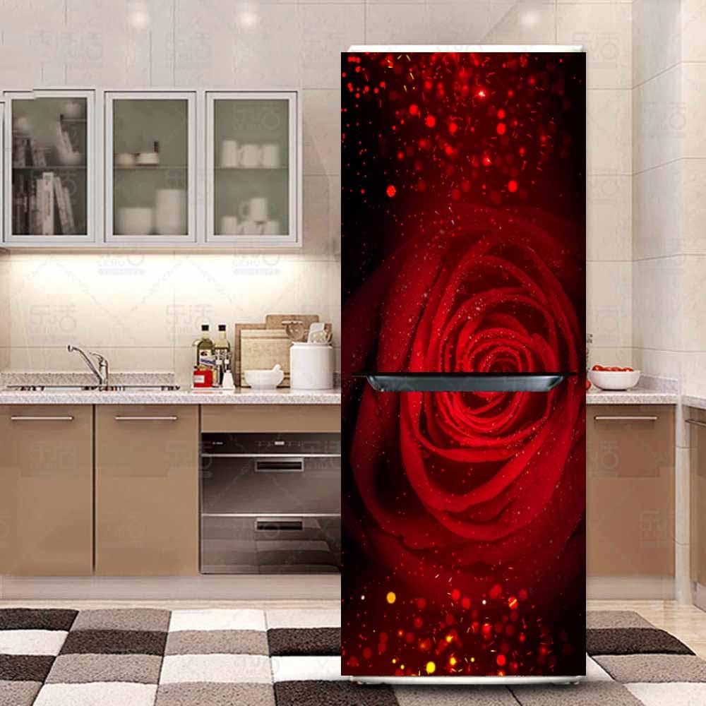 [HCM]DECAL DÁN TỦ LẠNH HOA HỒNG ĐỎ