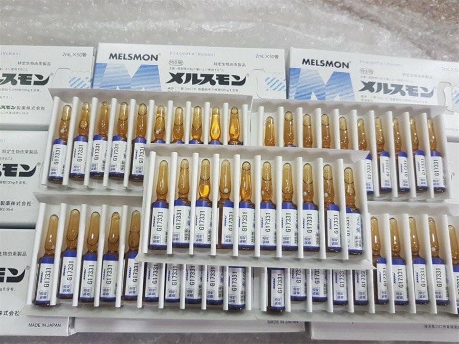 [HCM]Melsmon Placenta Human Nhật Bản hộp 50 ống x 2ml