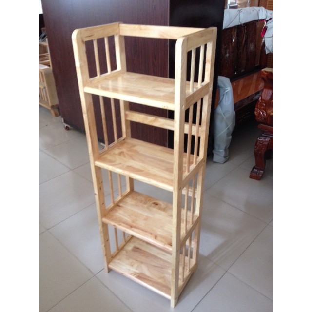 [HCM]Kệ sách 4 tầng 50cm gỗ cao su hàng lắp ráp