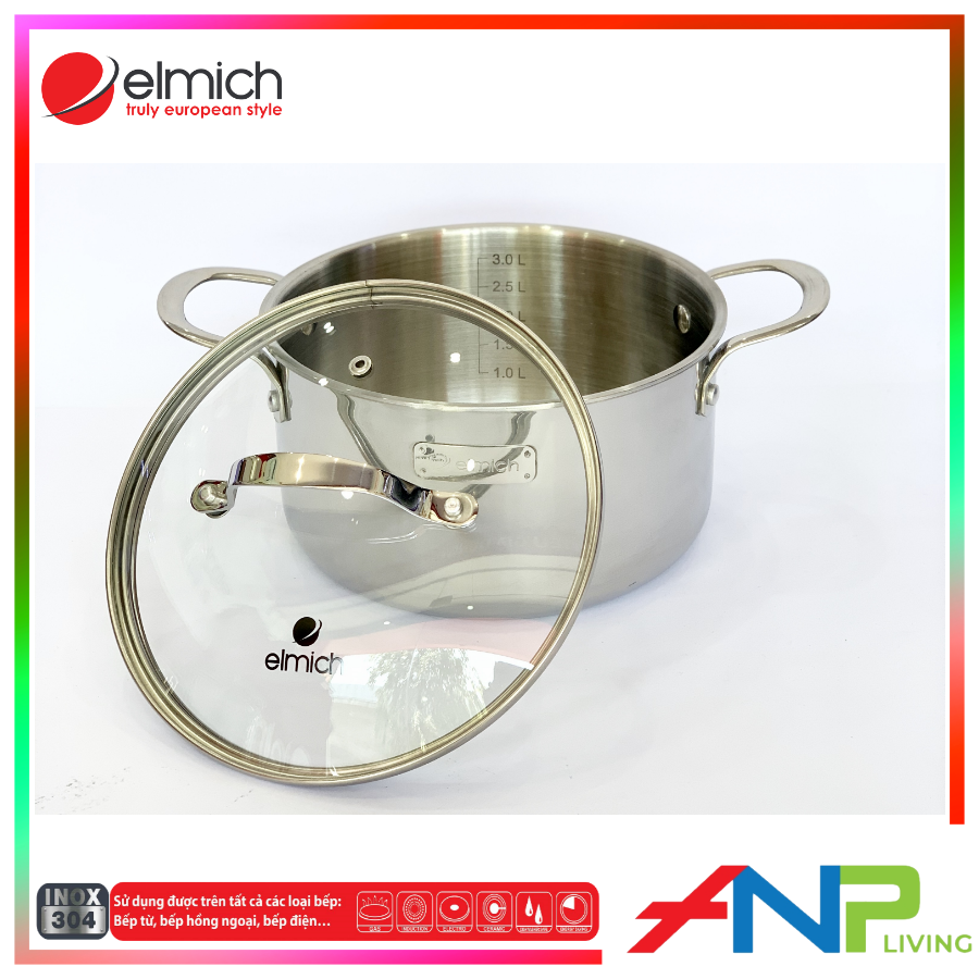 Nồi INOX 3 Lớp Đáy Liền ELMICH Tri-Max (EL-3731, EL-3732, EL-3733, EL-3734, EL-3735, EL-3736)