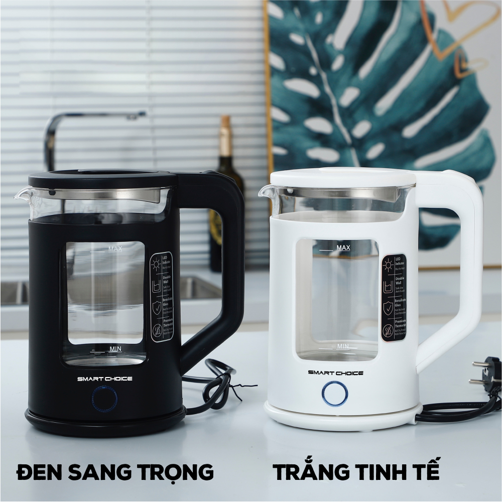Ấm đun siêu tốc thủy tinh electric kettle công suất lớn 1360w dung tích 1,5 lít đun sôi nhanh - điện máy giá rẻ store
