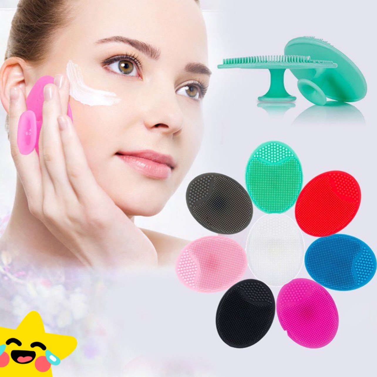 Set 2 Miếng rửa mặt silicon gai hình oval