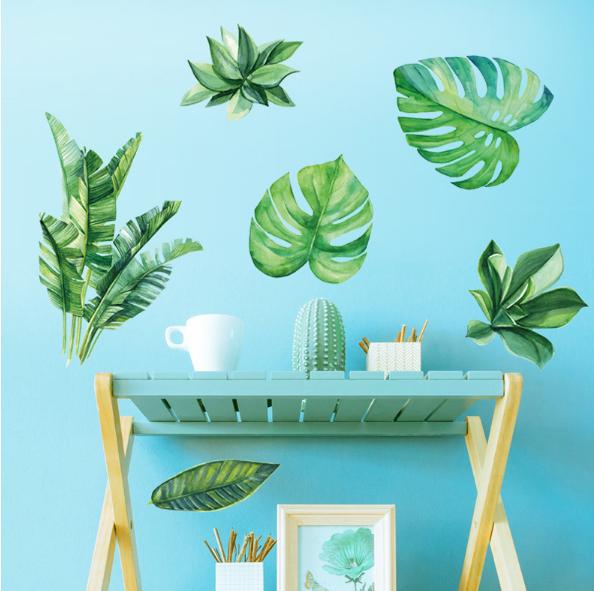 [HCM]Decal trang trí tường - Lá Dương Xỉ Xanh 02-BA009