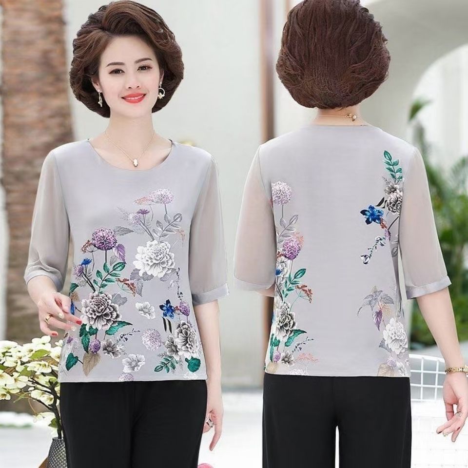 Áo sơ mi nữ trung niên - sơ mi hoa lụa