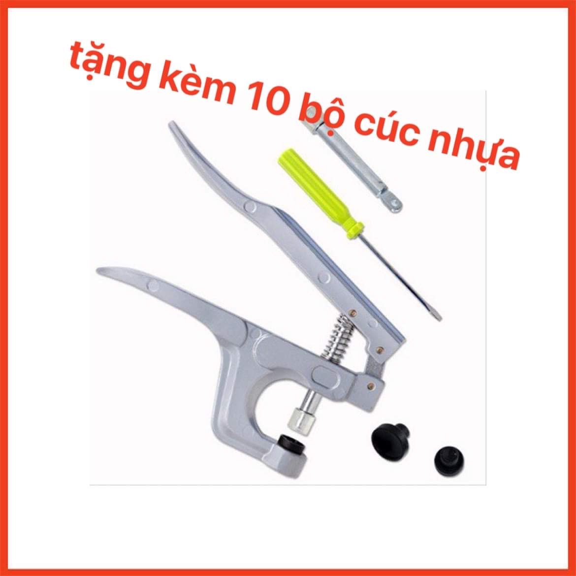 Kìm bấm cúc nhựa đa năng tặng kèm 10 bộ khuy nhựa, kềm bấm cúc áo khoác bấm nút nhựa 3 kích cỡ cúc 10mm, 12mm, 14mm
