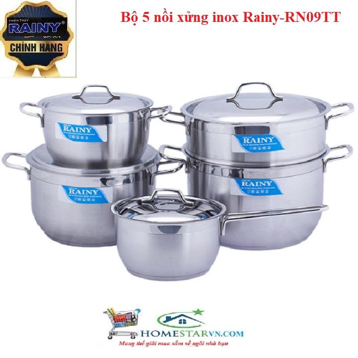 [HCM]Bộ 5 nồi xửng inox Rainy-RN09TT
