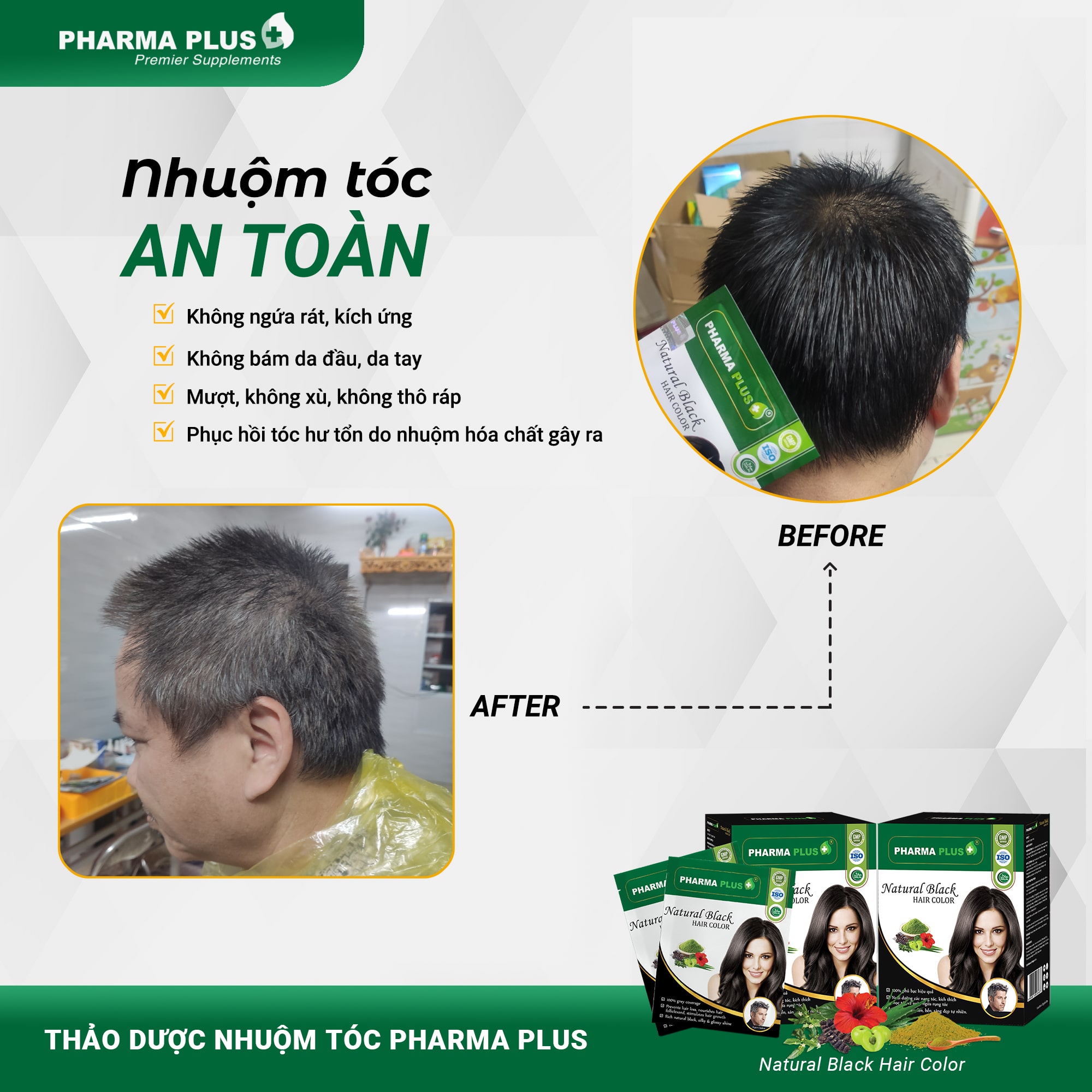Thảo dược nhuộm tóc phủ bạc đen [Nhập khẩu Ấn Độ] | Pharma Plus - Chính Hãng