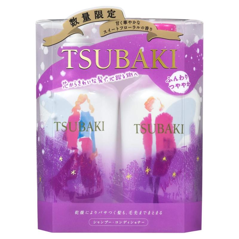 Bộ đôi gội xả bồng bềnh chắc khỏe Tsubaki Volume 450ml/chai, dầu gội Tsubaki màu tím Volume Touch dành cho tóc dàu và mỏng ( mẫu mới 2019) giá rẻ
