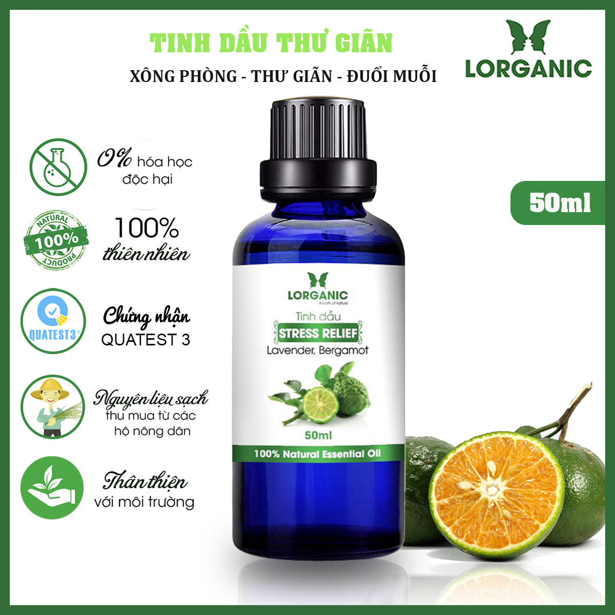 [HCM]Tinh dầu thư giãn Stress Relief Lorganic (10ml, 50ml)
