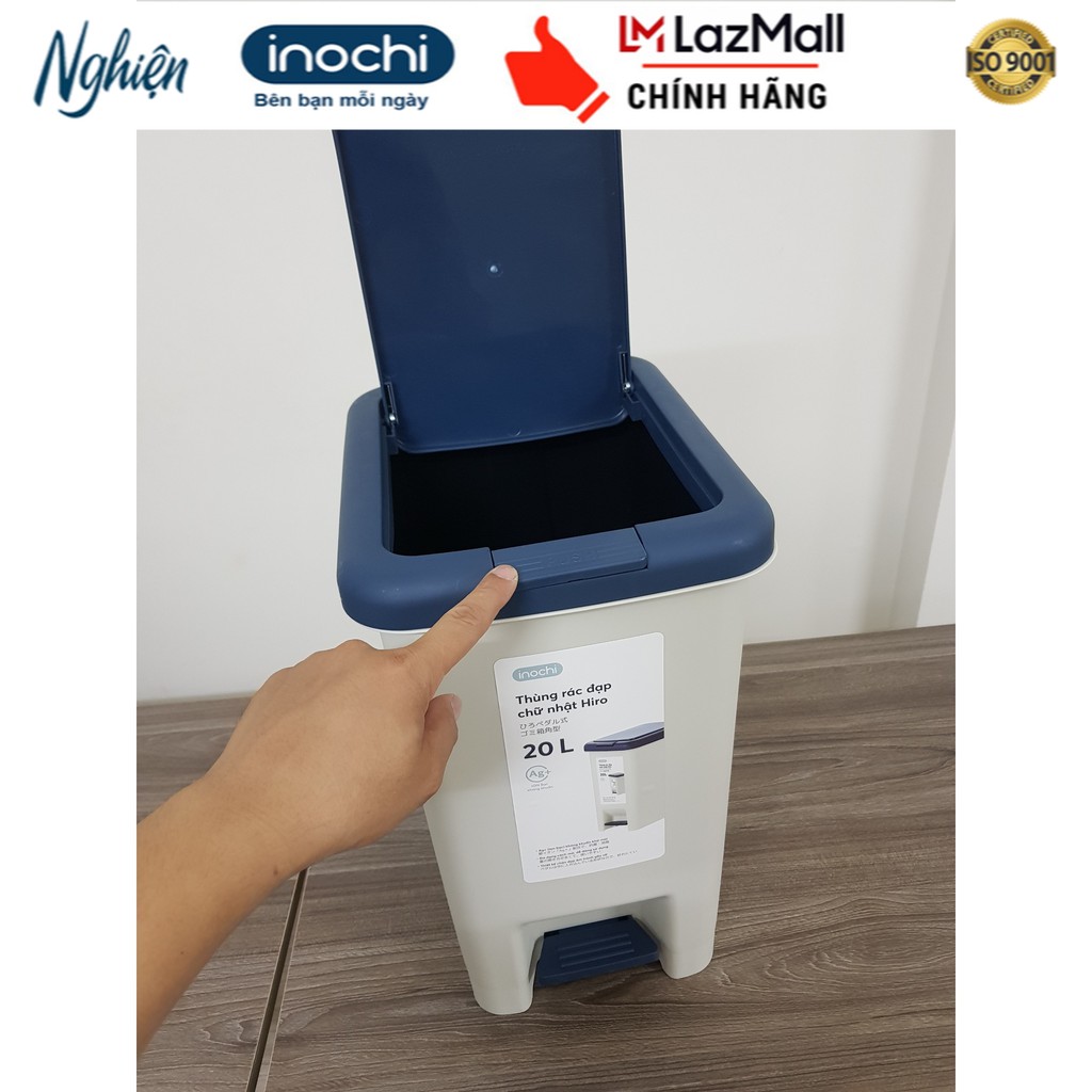 Thùng rác đạp chữ nhật Hiro 20L cao cấp nhật Bản (Kèm ruột)