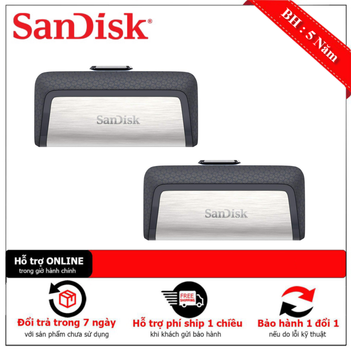 [HCM][Bán Lỗ] Combo 2 USB Sandisk Ultra Dual OTG Type-C USB 3.1 DDC2 128GB SDDDC2-128G-G46 [Bảo Hành 5 Năm]- 1 Đổi 1