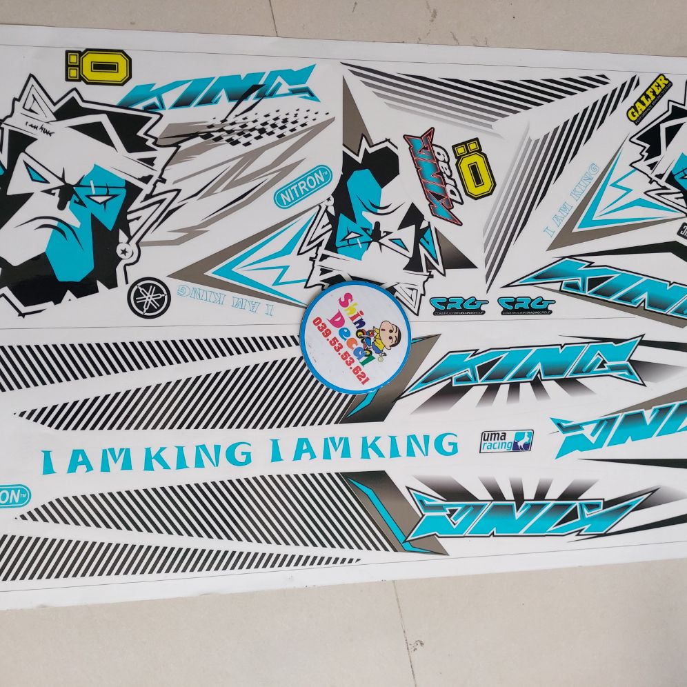 Tem exciter 150 kingdrag 2020 xanh in trong dán xe trắng hoặc bạc