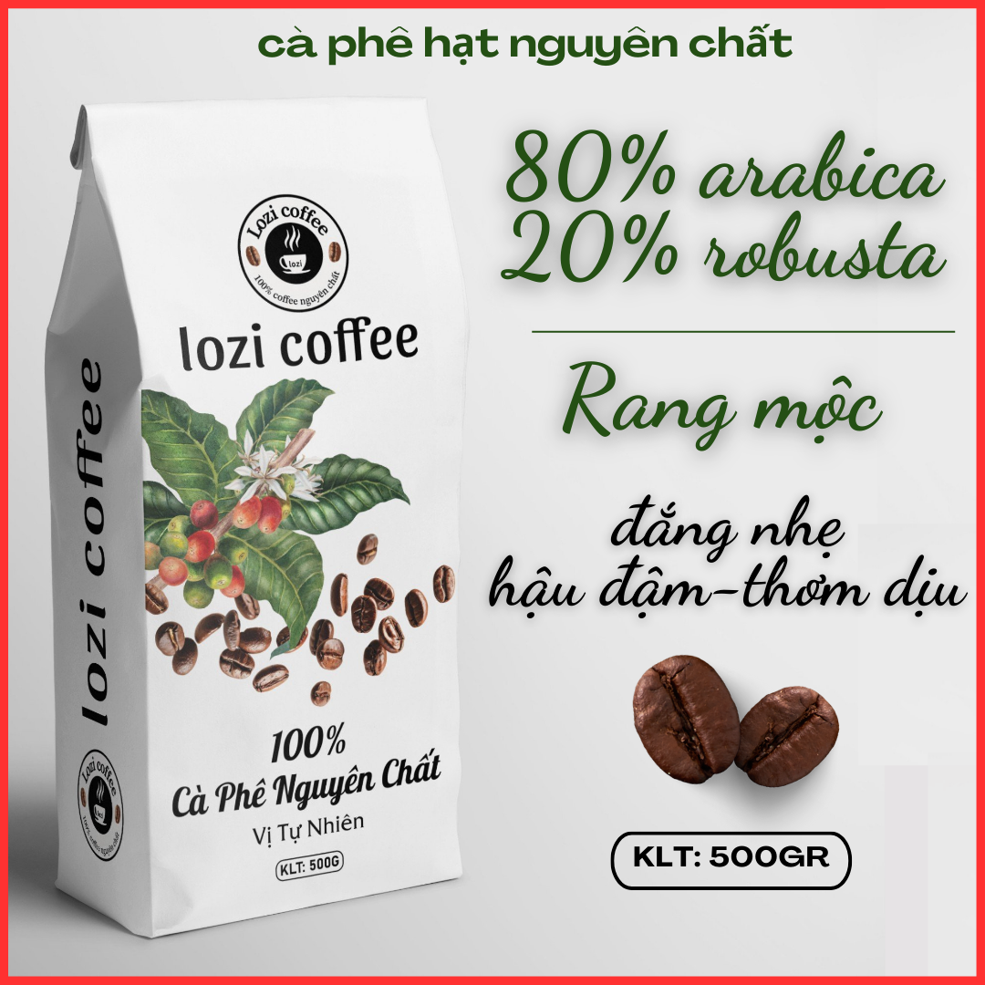 500GR cà phê ARABICA 80% & ROBUSTA 20% rang mộc NGUYÊN CHẤT