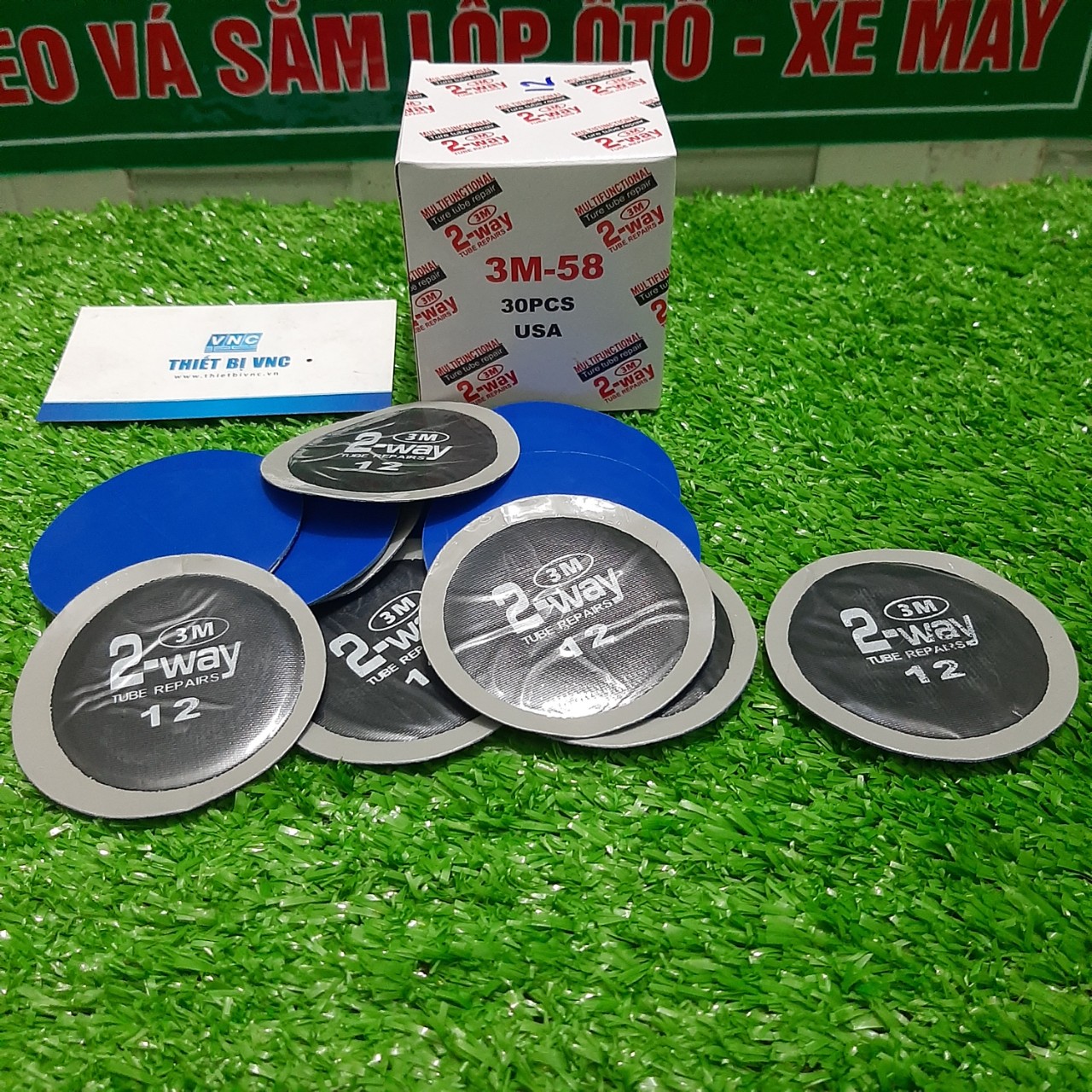 Hộp 30 miếng vá săm lốp ô tô, xe máy 2way12 , kích thước 60mm