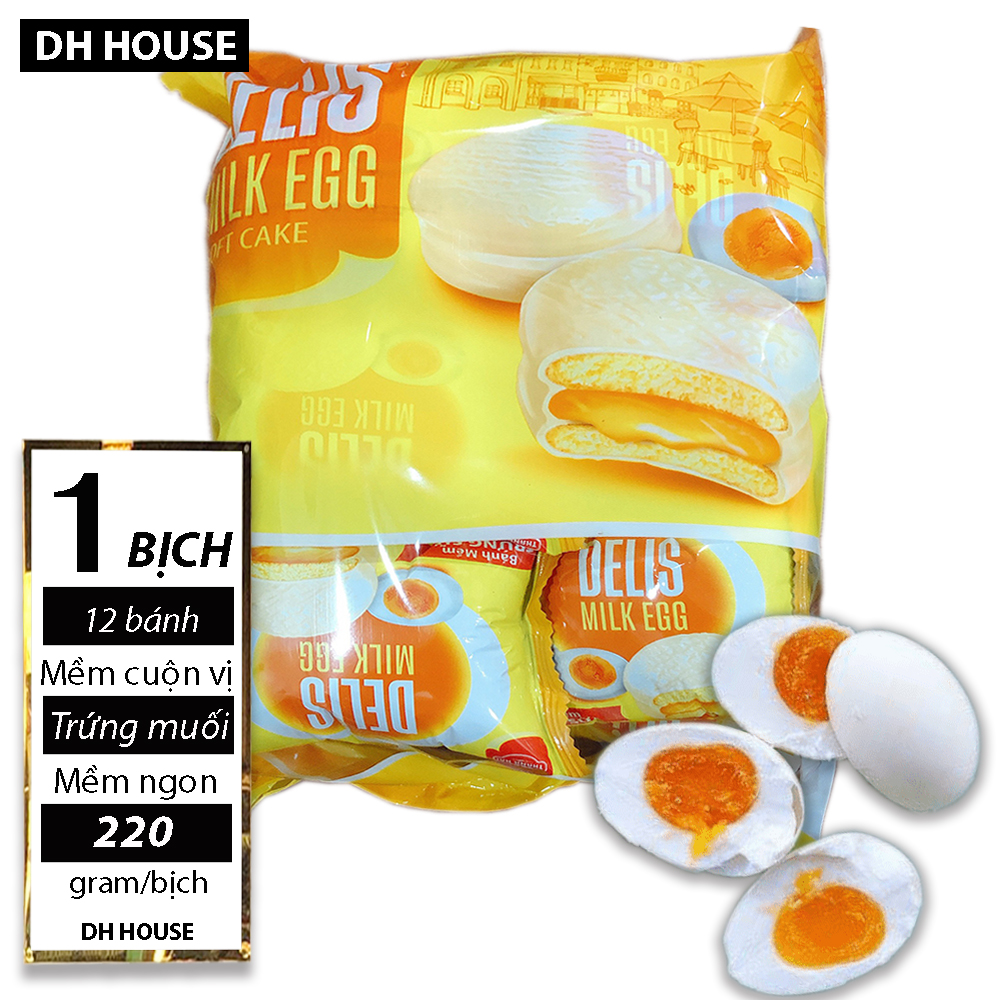 [HCM]Bịch x 12 gói (220gr) Bánh bông lan trứng muối cuộn phủ sữa chua cuộn Môn cuộn Dâu cuộn Dưa Lưới (Date: 12 tháng) - Giao hàng ngẫu nhiên. DHHOUSE