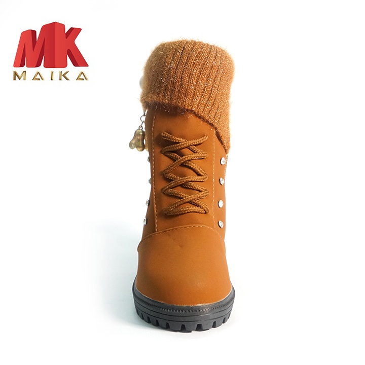 Giày boot nữ đế vuông S106 (Nâu) MKSTORE