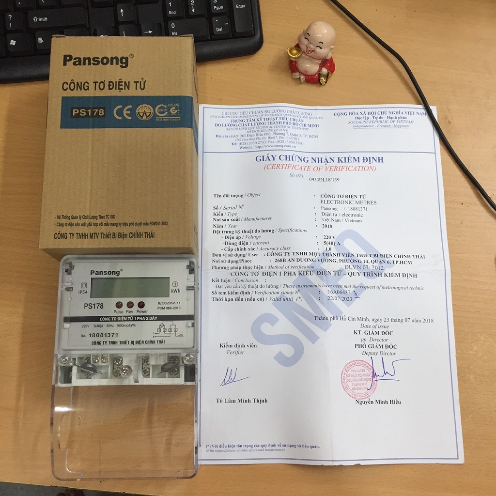 [HCM]CÔNG TƠ ĐIỆN TỬ 1 PHA 2 DÂY 40A PANSONG MODEL PS178