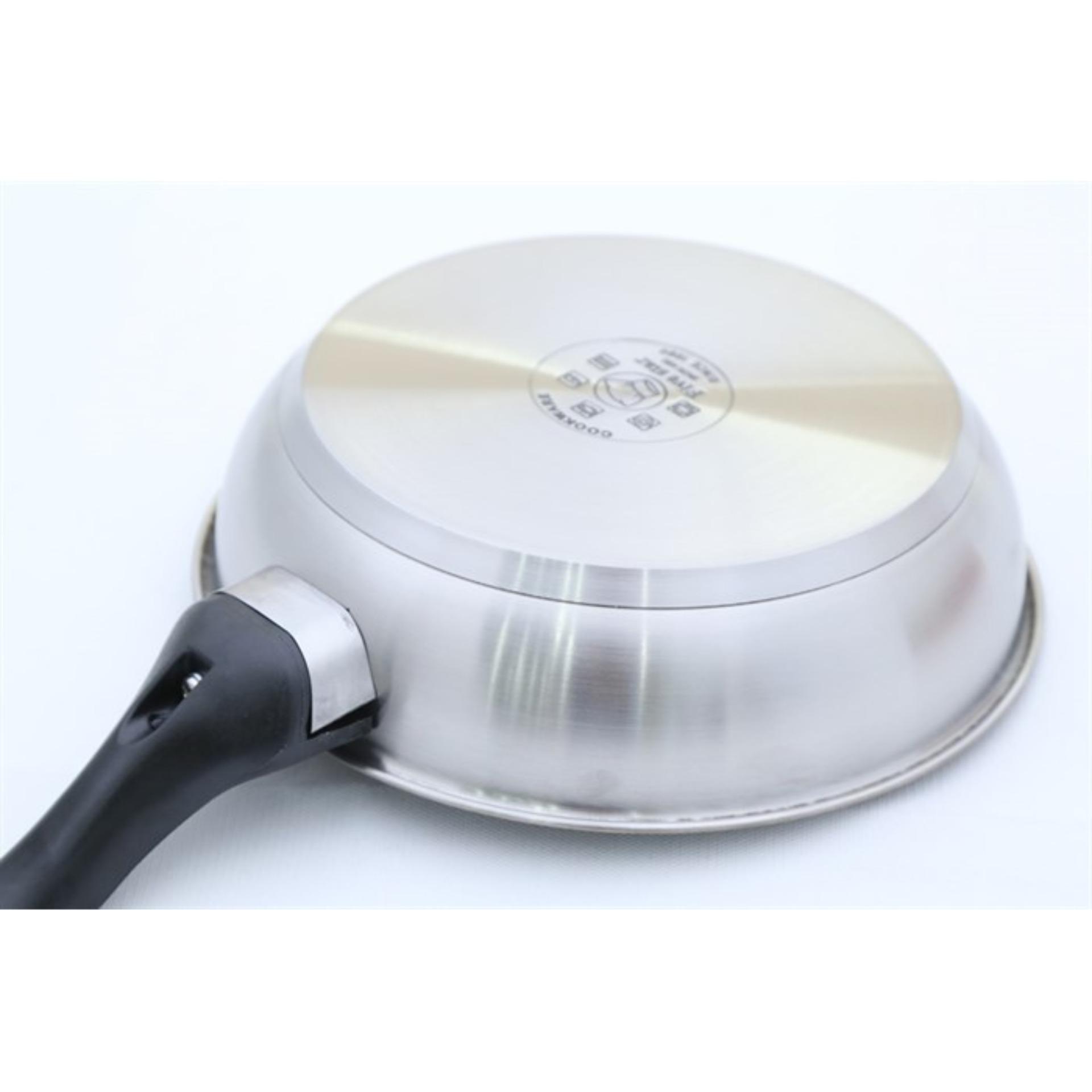 chảo inox 430 chống dính bếp từ,3 đáy Fivestar Standard 24cm.tặng 5 muỗng inox