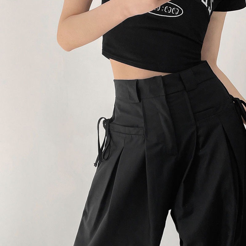 Uniqlo high-end 2023 new 美式工装裤子女2023新款春秋夏季薄款垂感高腰西裤运动休闲阔腿裤