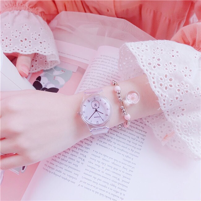 Đồng hồ thời trang nữ Ulzzang dây nhựa trong suốt MS327