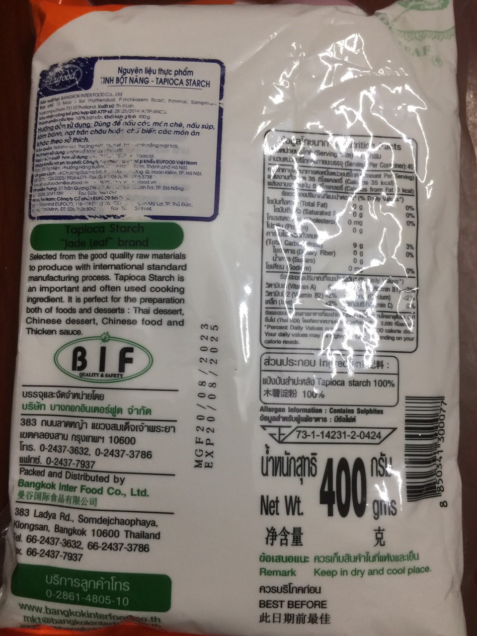 BỘT NĂNG THÁI LAN GÓI 400GR