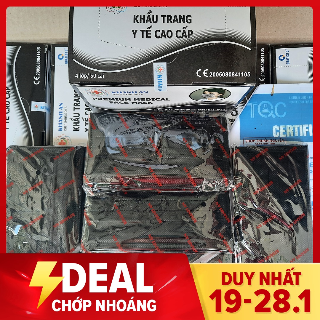Khẩu trang y tế 4 lớp hộp 50 cái Khánh An loại kháng khuẩn cao cấp