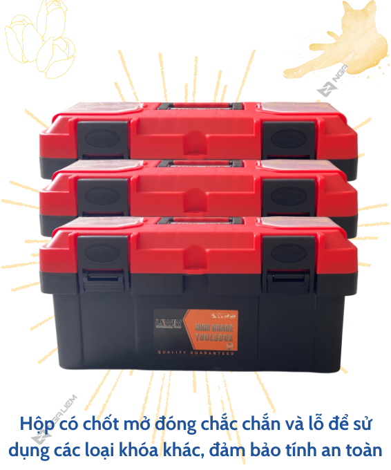 Thùng đồ nghề đỏ đa năng Liwin (14'' – 350mm; 17'' – 430mm; 19'' – 450mm)