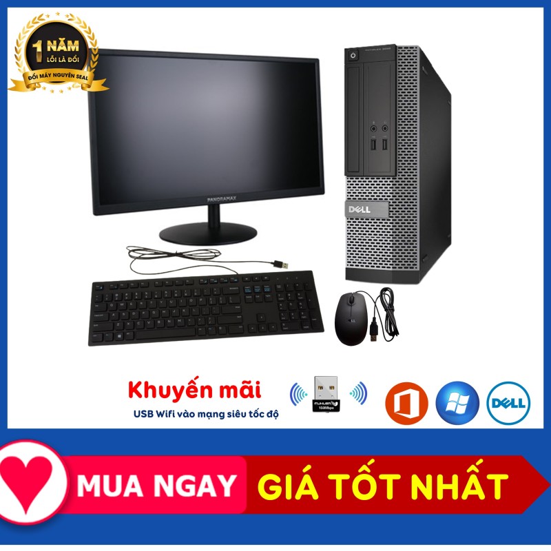 Bộ Máy Tính Để Bàn Đồng Bộ Dell Optiplex 3020/G3220/Ram 4G/SSD 120GB - Máy Bộ Văn Phòng - Tặng USB Wifi - BH 12T