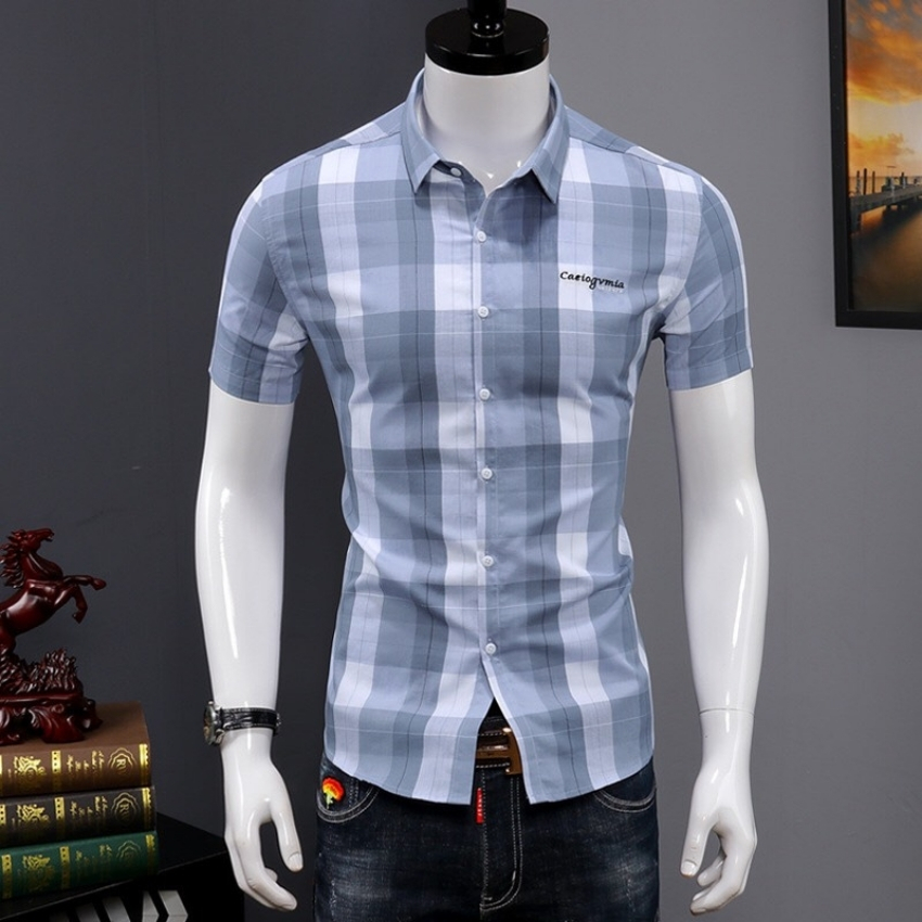 Áo sơ mi nam ngắn tay caro MR11121 thời trang PONIVALAZA cao cấp  mới
