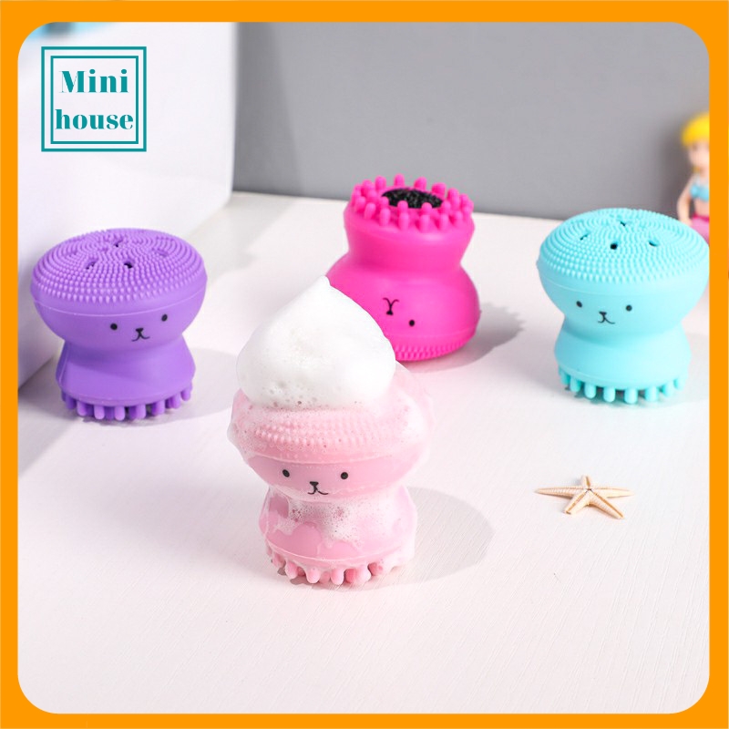 Cọ Rửa Mặt Hình Bạch Tuộc Màu Hồng