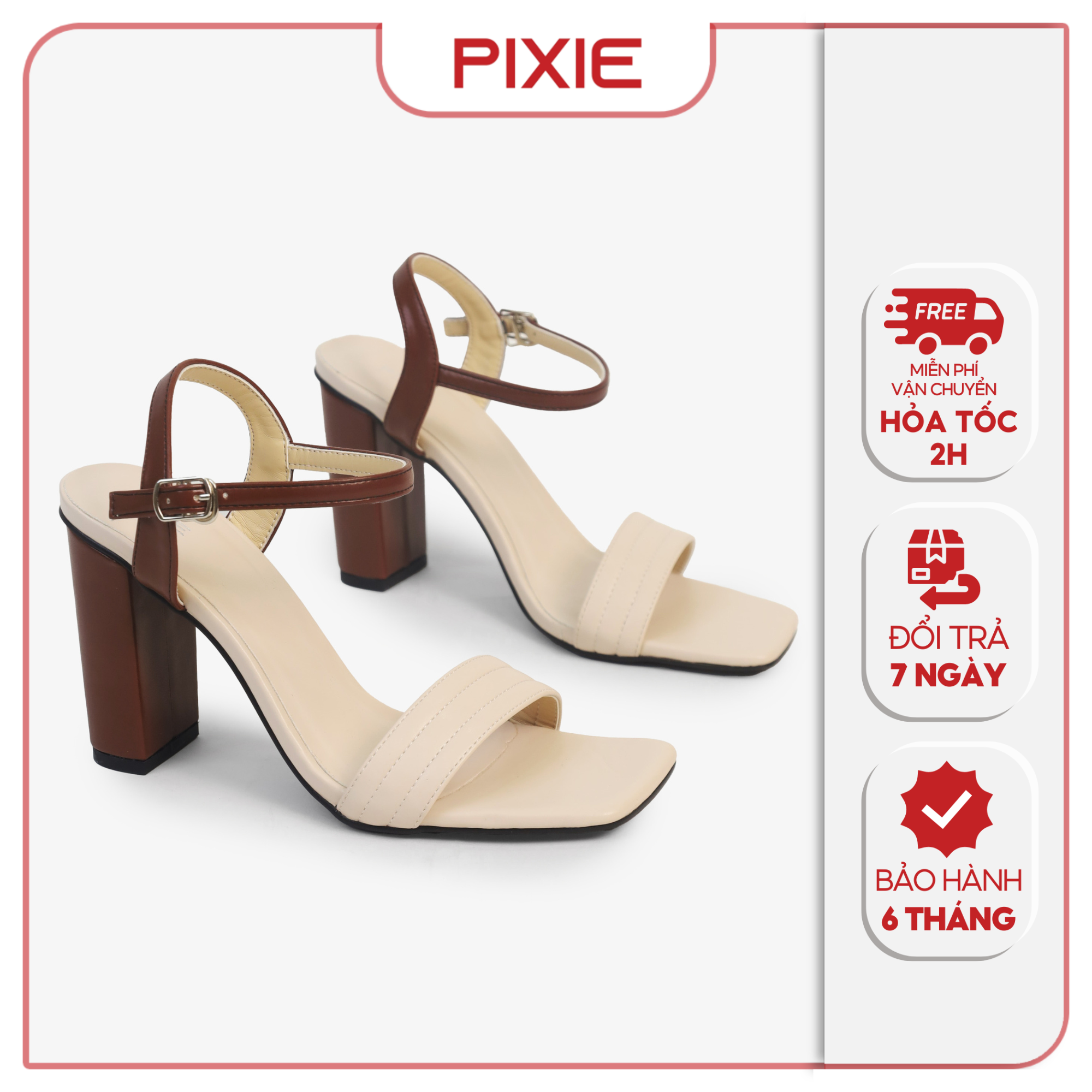 Giày Sandal Cao Gót 7cm Quai Chần Chỉ Pixie X913