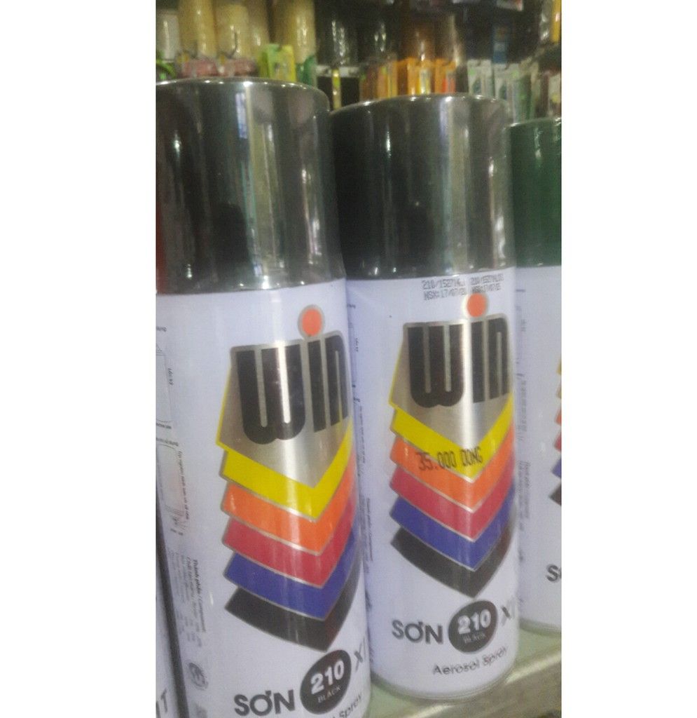 sơn phun màu đen bóng 210 hàng thật
