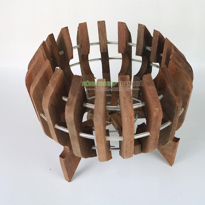 Chậu gỗ trồng lan hình quả bí phi 21 cm