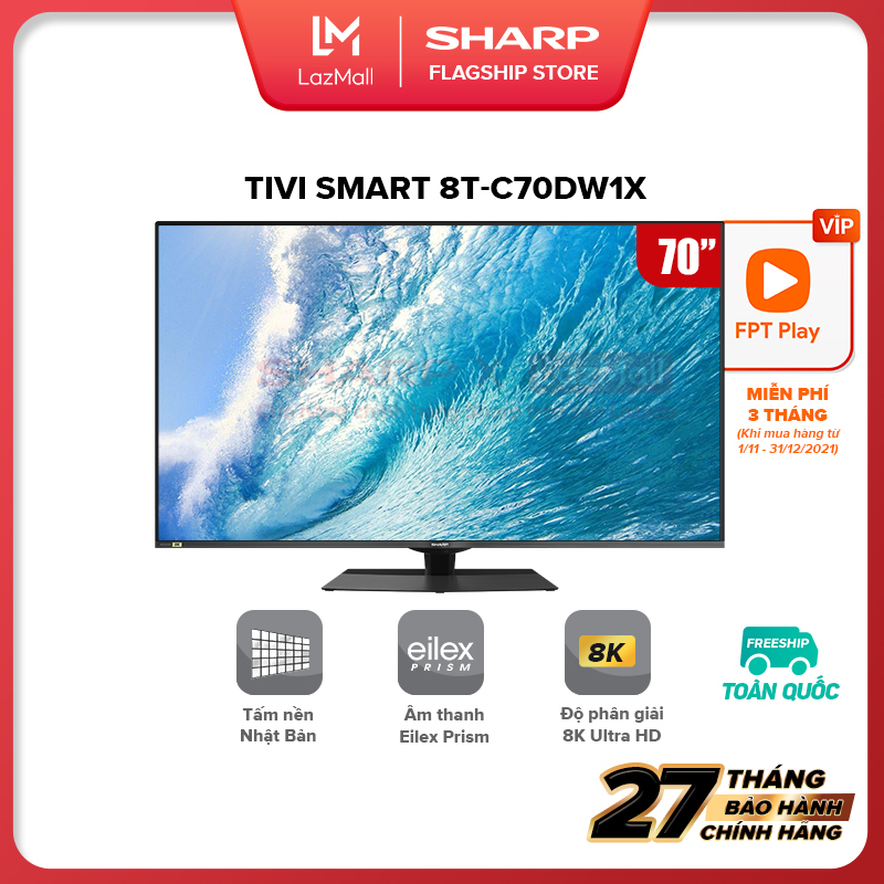 Bảng giá Smart Tivi 70 inch 8K 8T-C70DW1X Hàng Malaysia [Android 10.0 Tìm Kiếm Bằng Giọng Nói] - Hàng Chính Hãng Bảo Hành 27 tháng - Miễn phí nhân công lắp đặt toàn quốc