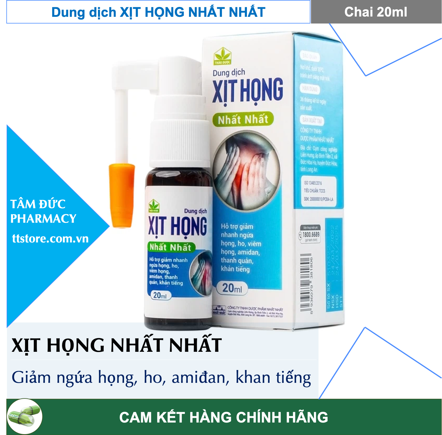 Dung dịch Xịt Họng Nhất Nhất (Lọ 20ml) [betadine, mouth spray, xịt họng thảo dược nhất nhất]