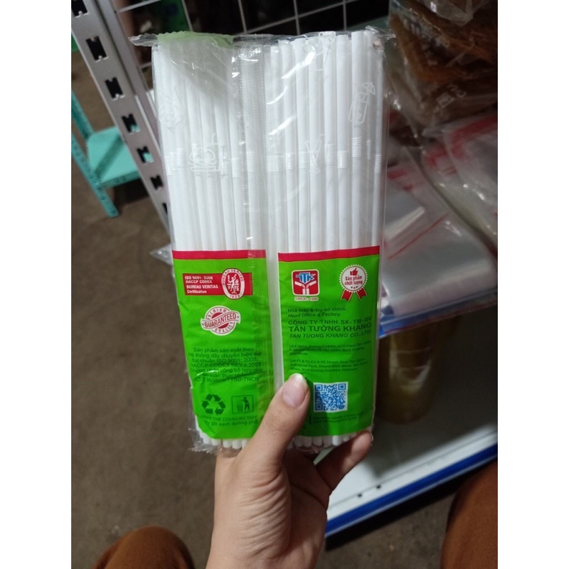 Ống hút gập nhựa trắng cao cấp (70 ống/gói)