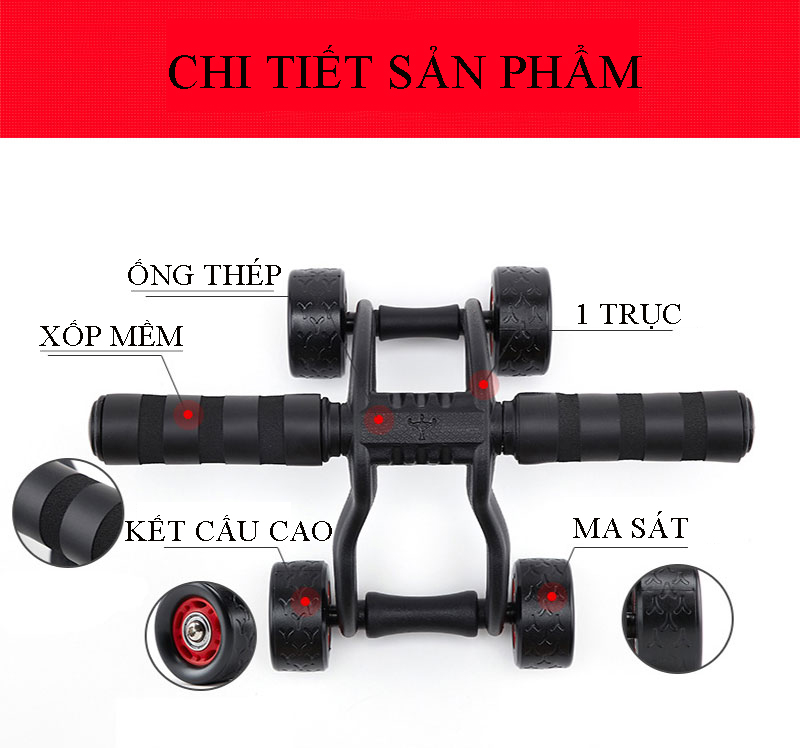 Con lăn tập bụng, Con lăn 4 bành tập cơ bụng cao cấp