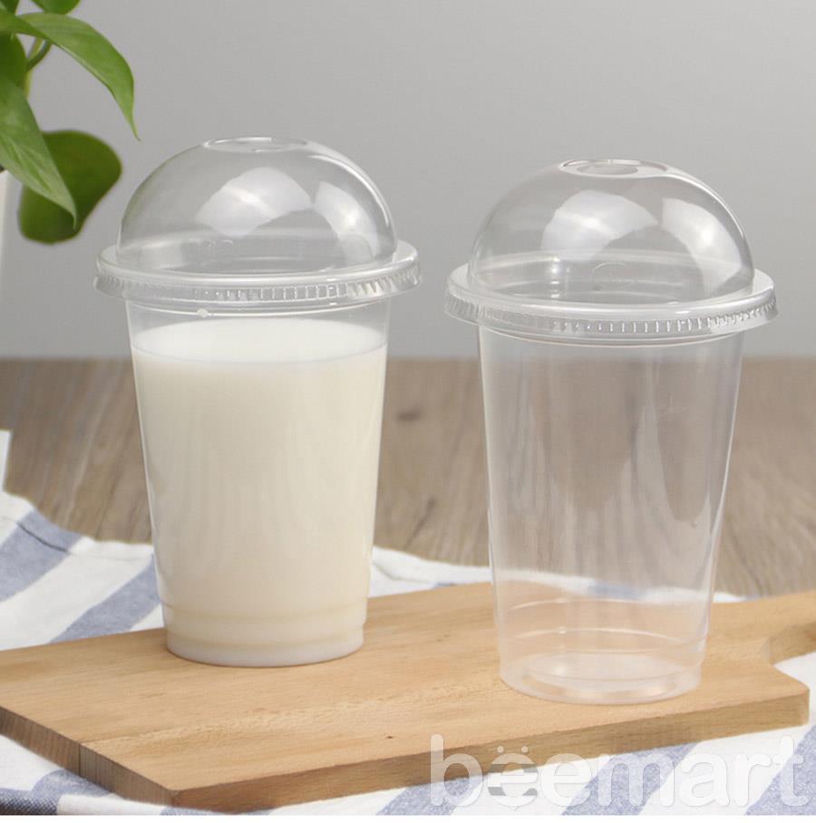 50 cốc nhựa dùng 1 lần 500ml kèm nắp cầu