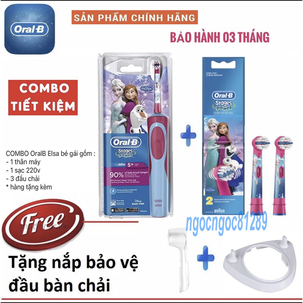Combo Tiết kiệm Bàn chải điện OralB cho bé gái Frozen + 2 đầu bàn chải