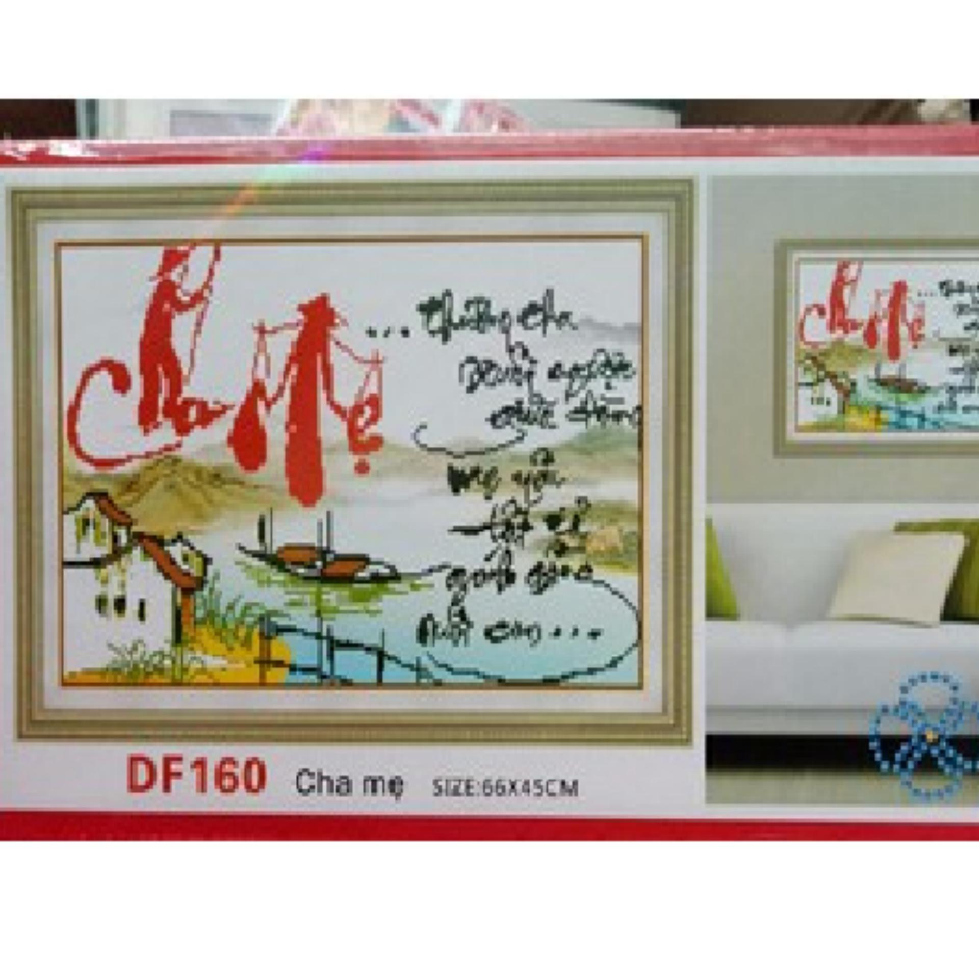 Tranh chấm đá 5d - chữ cha mẹ-df160 kích thước 66x43