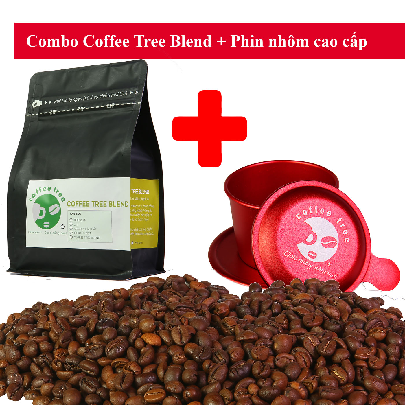 Cà phê BLEND đặc biệt Coffee Tree kèm Phin nhôm Cao cấp