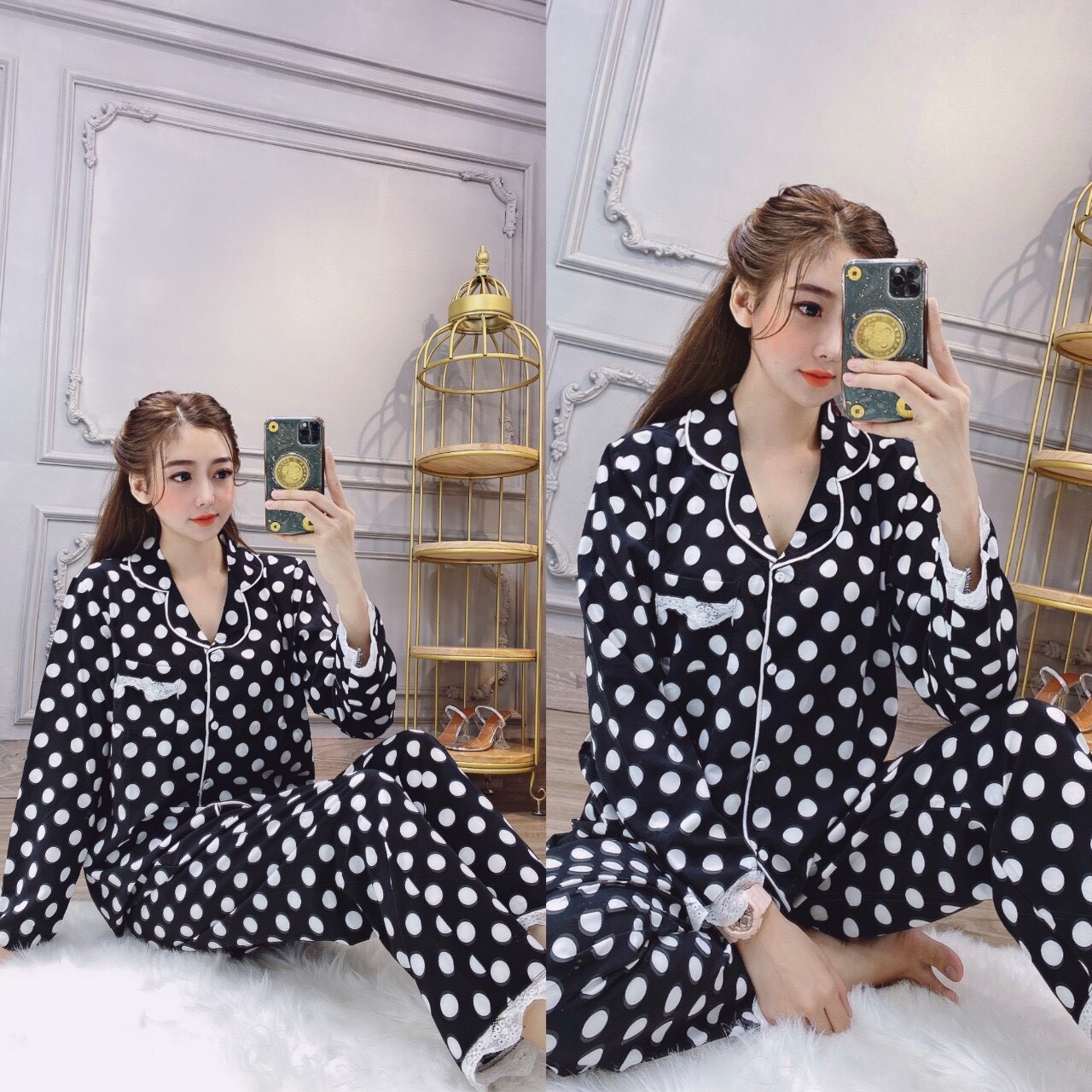 Đồ bộ chấm bi mặc nhà cực HOT mẫu mới nhất 2020