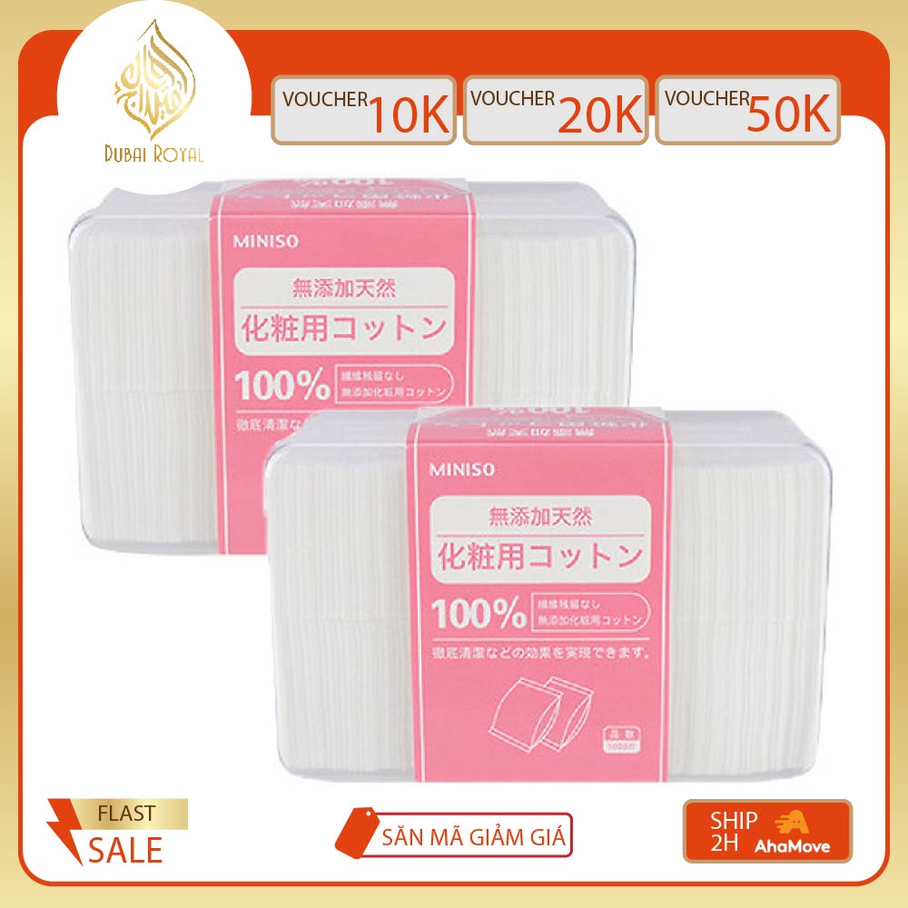 Bông tẩy trang Miniso xuất xứ Nhật Bản giúp làm sạch bụi bẩn và lớp trang điểm 1000 miếng